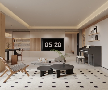 Modern Wabi-sabi Style A Living Room-ID:692442892