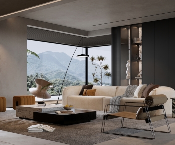 Modern Wabi-sabi Style A Living Room-ID:174191096