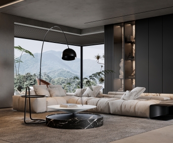 Modern Wabi-sabi Style A Living Room-ID:729330062