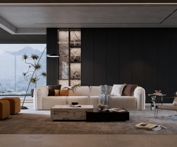 Modern Wabi-sabi Style A Living Room-ID:723011026