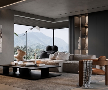 Modern Wabi-sabi Style A Living Room-ID:867084986