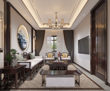 New Chinese Style A Living Room-ID:840996033