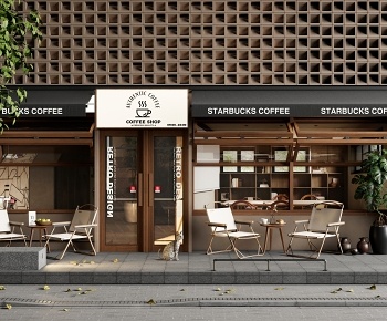 现代咖啡厅门头门面3D模型