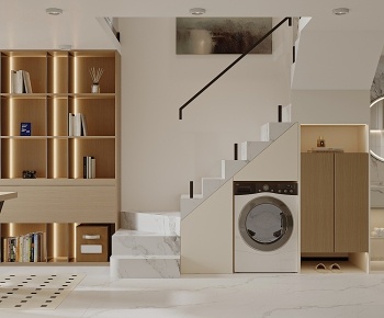 现代侘寂奶油风单身公寓3D模型