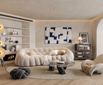 Modern Wabi-sabi Style A Living Room-ID:340221888