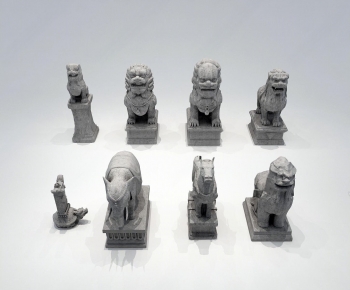 中式石狮子貔貅门神雕塑-ID:461333991