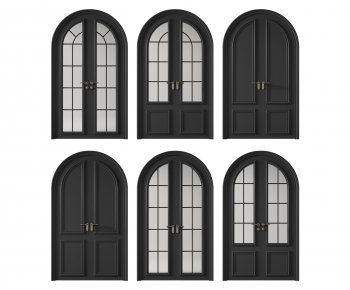 法式玻璃拱形双开门组合-ID:694019087