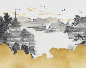 中式新中式壁纸壁画-ID:629355912