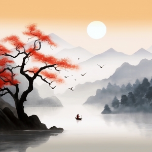 中式新中式壁纸壁画-ID:707242978