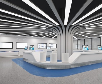 多场景-现代展厅+办公室+会议室+接待区3D模型
