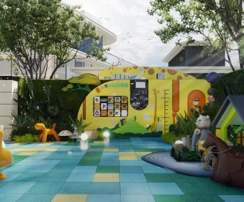 Modern Outdoor Space In Kindergarten-ID:516958007