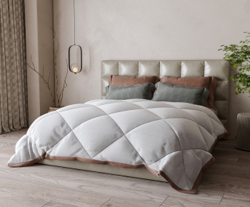 Modern Wabi-sabi Style Double Bed-ID:253967055