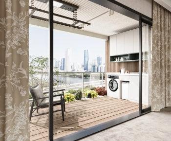 Modern Balcony Laundry Room-ID:472572095