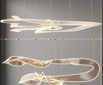 现代艺术飘带玻璃吊灯3D模型