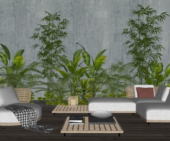 现代户外沙发茶几植物组合-ID:984884988