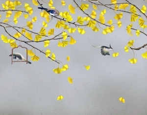 中式花鸟壁纸壁画-ID:5832070