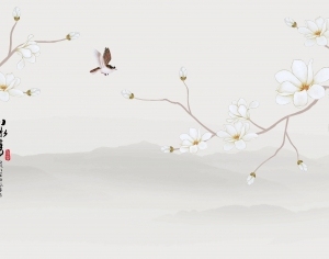 中式花鸟壁纸壁画-ID:5832072