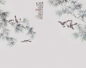 中式花鸟壁纸壁画-ID:5832077