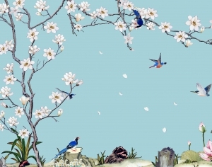 中式花鸟壁纸壁画-ID:5832082