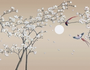 中式花鸟壁纸壁画-ID:5832105
