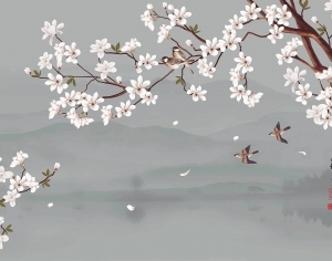 中式花鸟壁纸壁画-ID:5832112