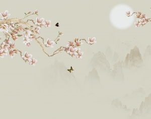 中式花鸟壁纸壁画-ID:5832118