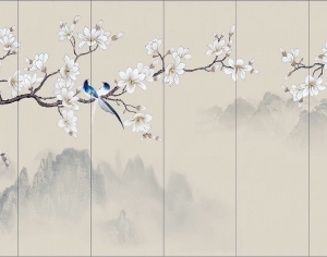 中式花鸟壁纸壁画-ID:5832146