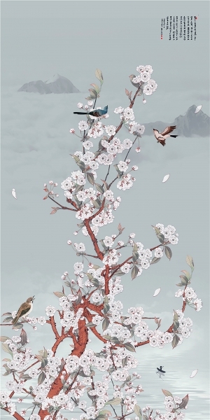 中式花鸟壁纸壁画-ID:5832184