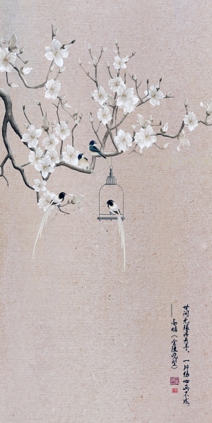 中式花鸟壁纸壁画-ID:5832189