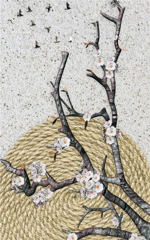 中式花鸟壁纸壁画-ID:5832192