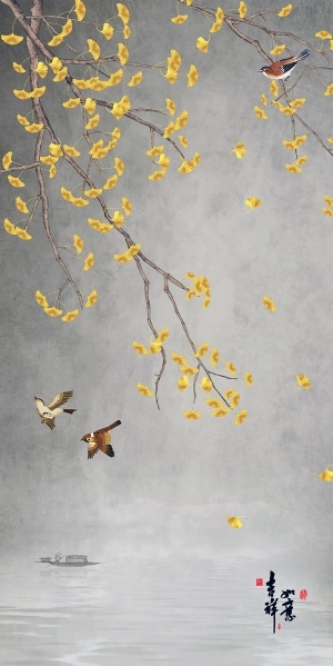 中式花鸟壁纸壁画-ID:5832193