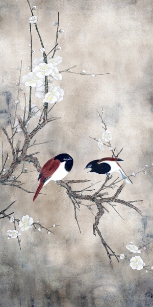 中式花鸟壁纸壁画-ID:5832194