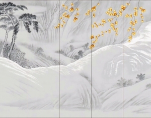 新中式山水风景壁纸壁画-ID:5832302