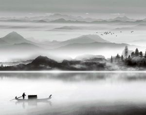 新中式山水风景壁纸壁画-ID:5832329