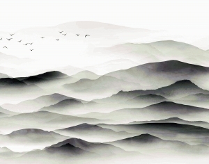 新中式山水风景壁纸壁画-ID:5832334