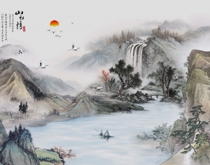 新中式壁纸壁画-ID:5832427