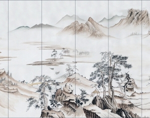 中式山水风景壁纸壁画-ID:5832560