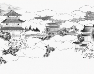 中式山水风景壁纸壁画-ID:5832565