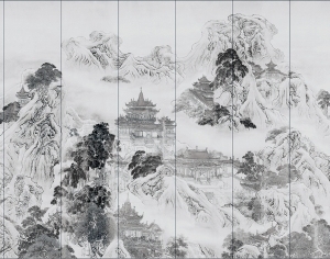 中式山水风景壁纸壁画-ID:5832568