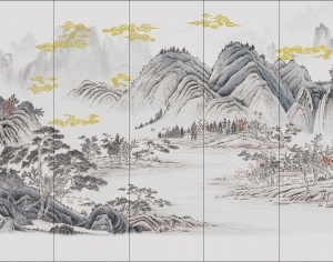 中式山水风景壁纸壁画-ID:5832570