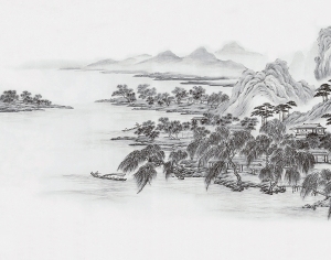 中式山水风景壁纸壁画-ID:5832612