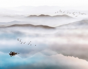 中式山水风景壁纸壁画-ID:5832623