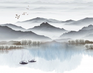 中式山水风景壁纸壁画-ID:5832645