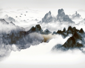 中式山水风景壁纸壁画-ID:5832660