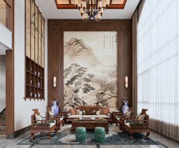 New Chinese Style Chinese Style A Living Room-ID:568917993