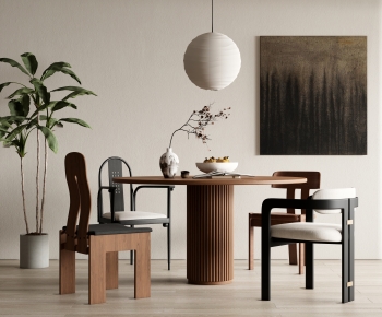 Wabi-sabi Style Dining Table And Chairs-ID:121463061
