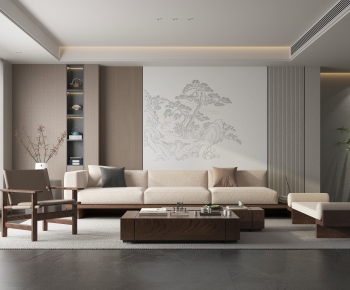 New Chinese Style A Living Room-ID:879545934