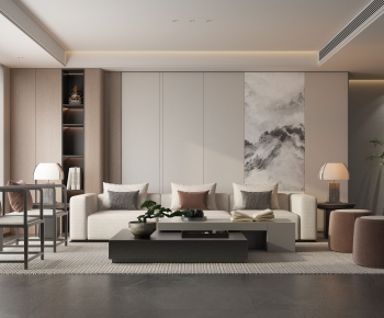 New Chinese Style A Living Room-ID:995856051