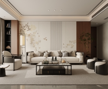 New Chinese Style A Living Room-ID:383584022