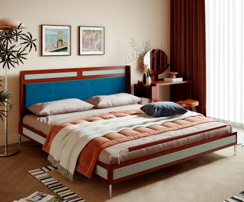 Modern Wabi-sabi Style Double Bed-ID:585526949